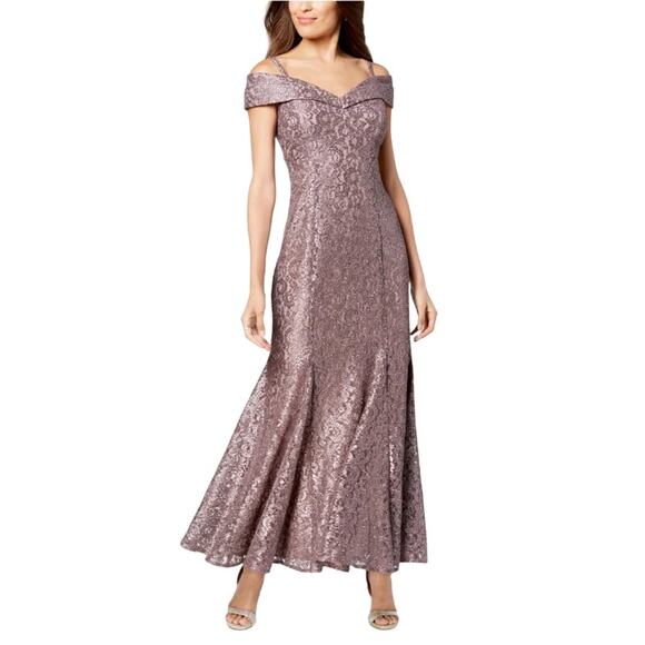 R&M Richards Dresses & Skirts - R & M Richards Lace Off The Shoulder Gown Dress Lavender Purple Cocktail Party